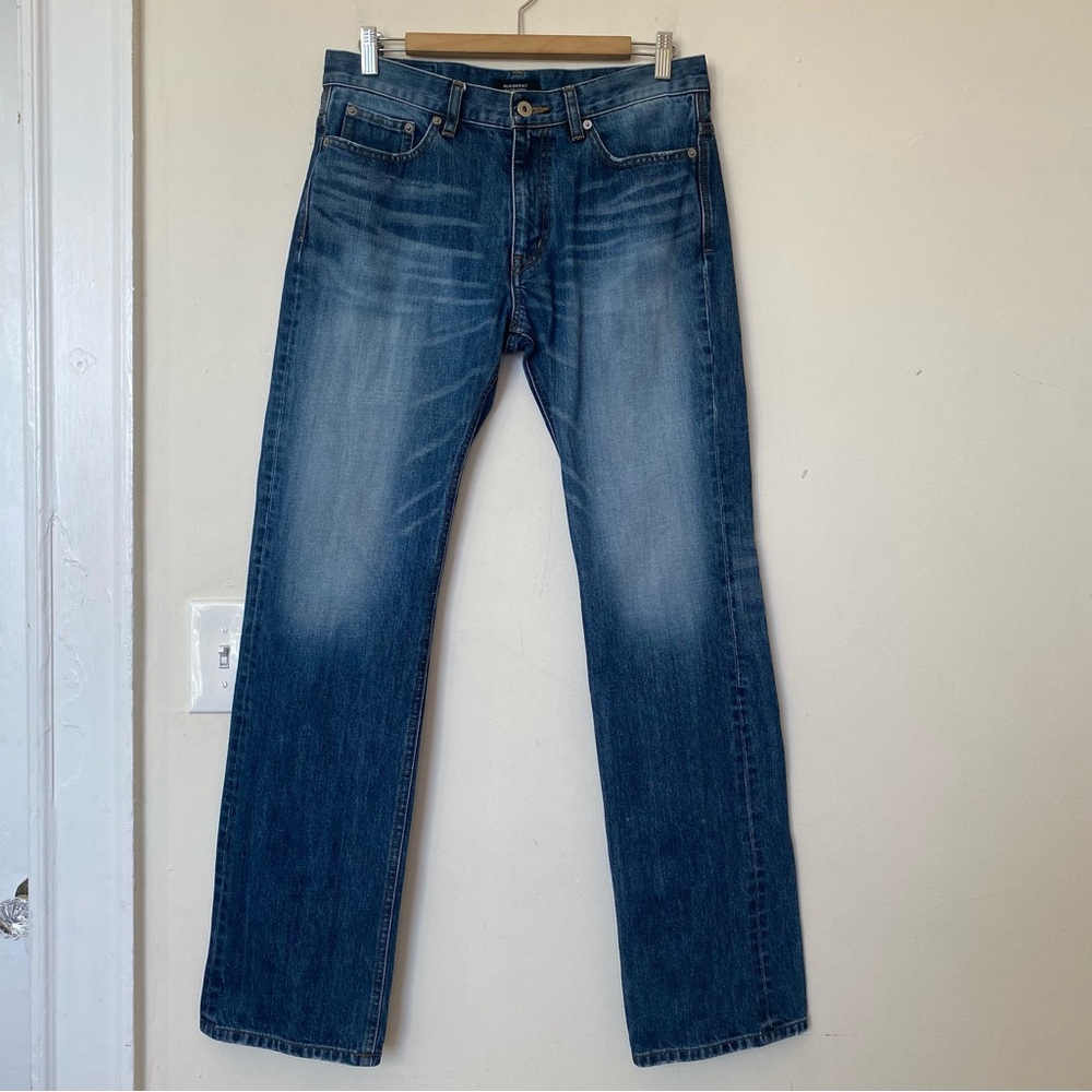 BURBERRY Black Label Men’s Straight Leg Jeans Medium Wash Whiskering Sz 79